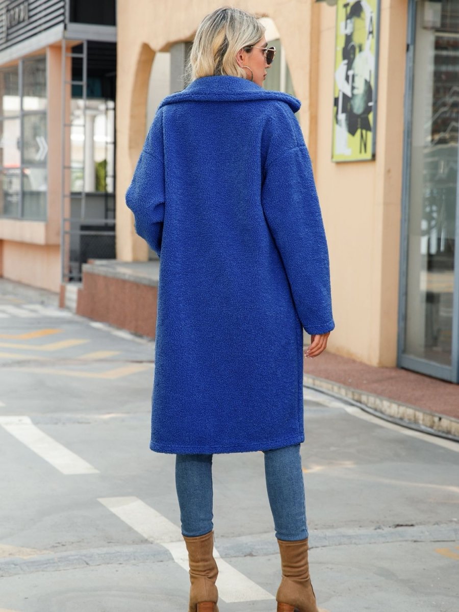 Collared Neck Button Down Coat - Outerwear