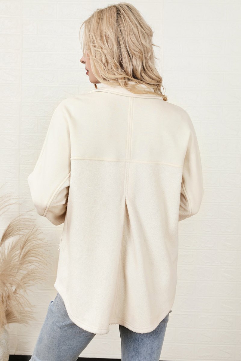 Collared Neck Button Down Jacket - Outerwear