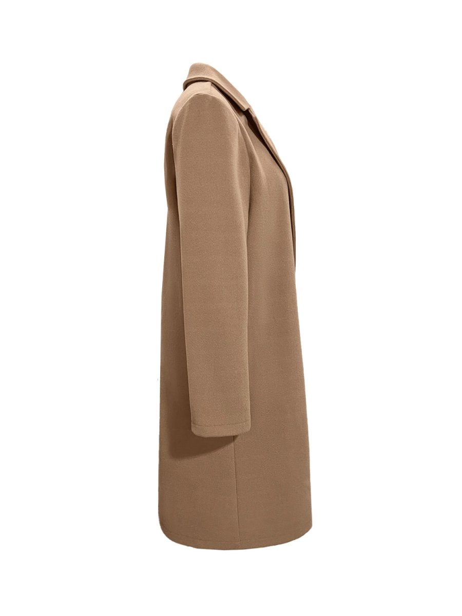 Collared Neck Button Up Long Sleeve Coat - Outerwear
