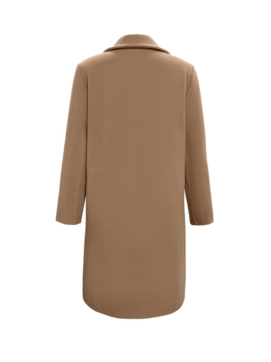 Collared Neck Button Up Long Sleeve Coat - Outerwear