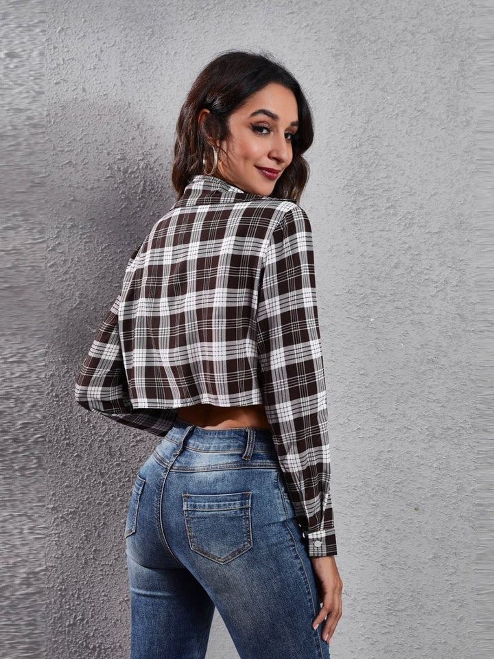 Collared Neck Decorative Pockets Jacket - Outerwear