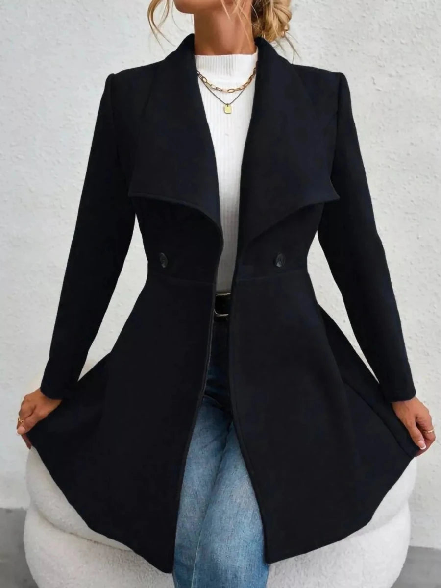 Collared Neck Double Breasted Coat - 