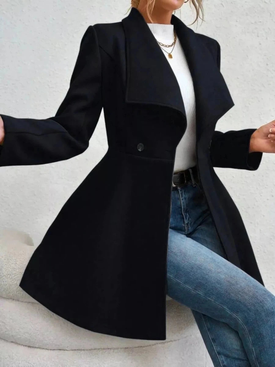 Collared Neck Double Breasted Coat - 