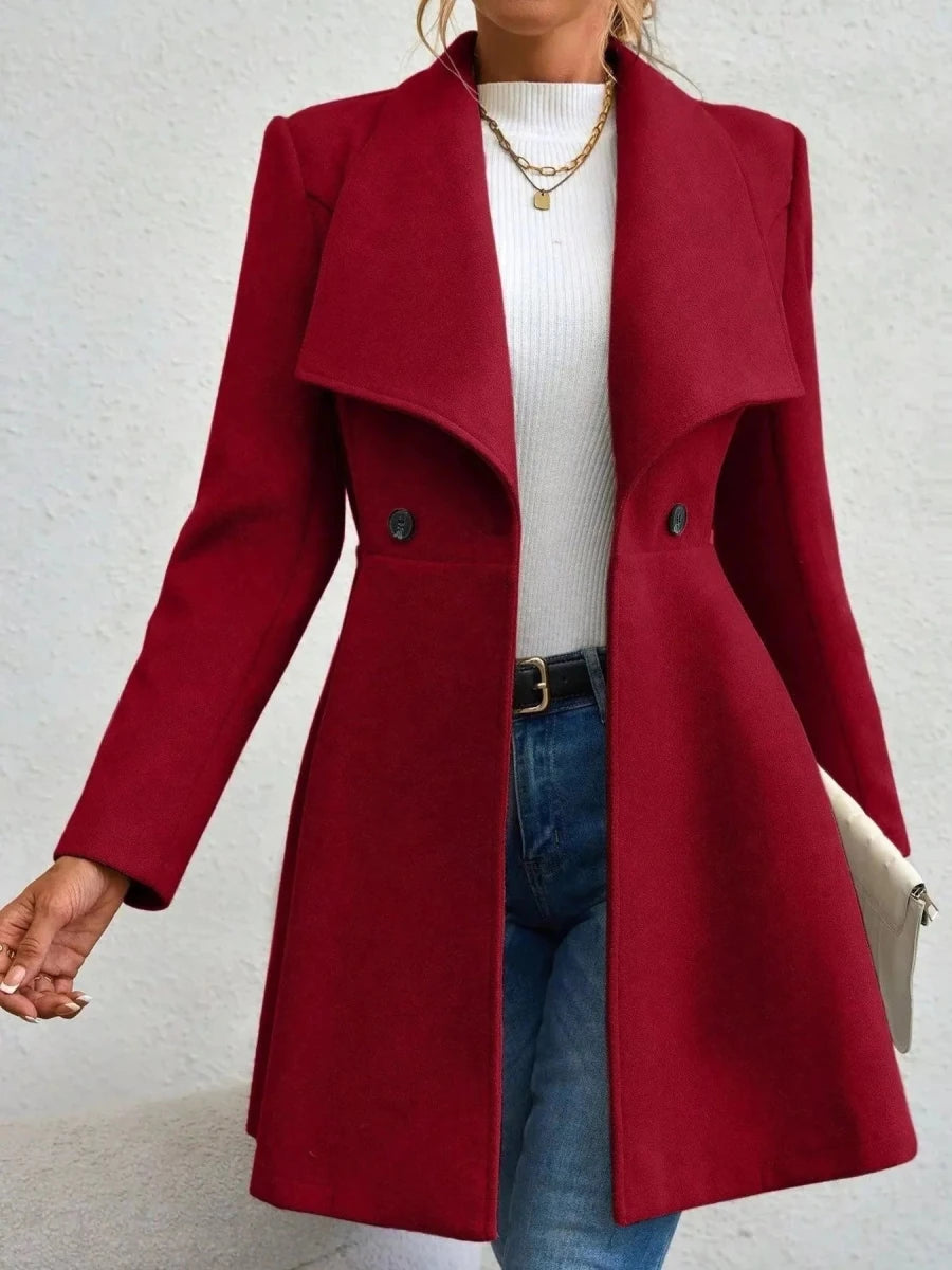 Collared Neck Double Breasted Coat - 