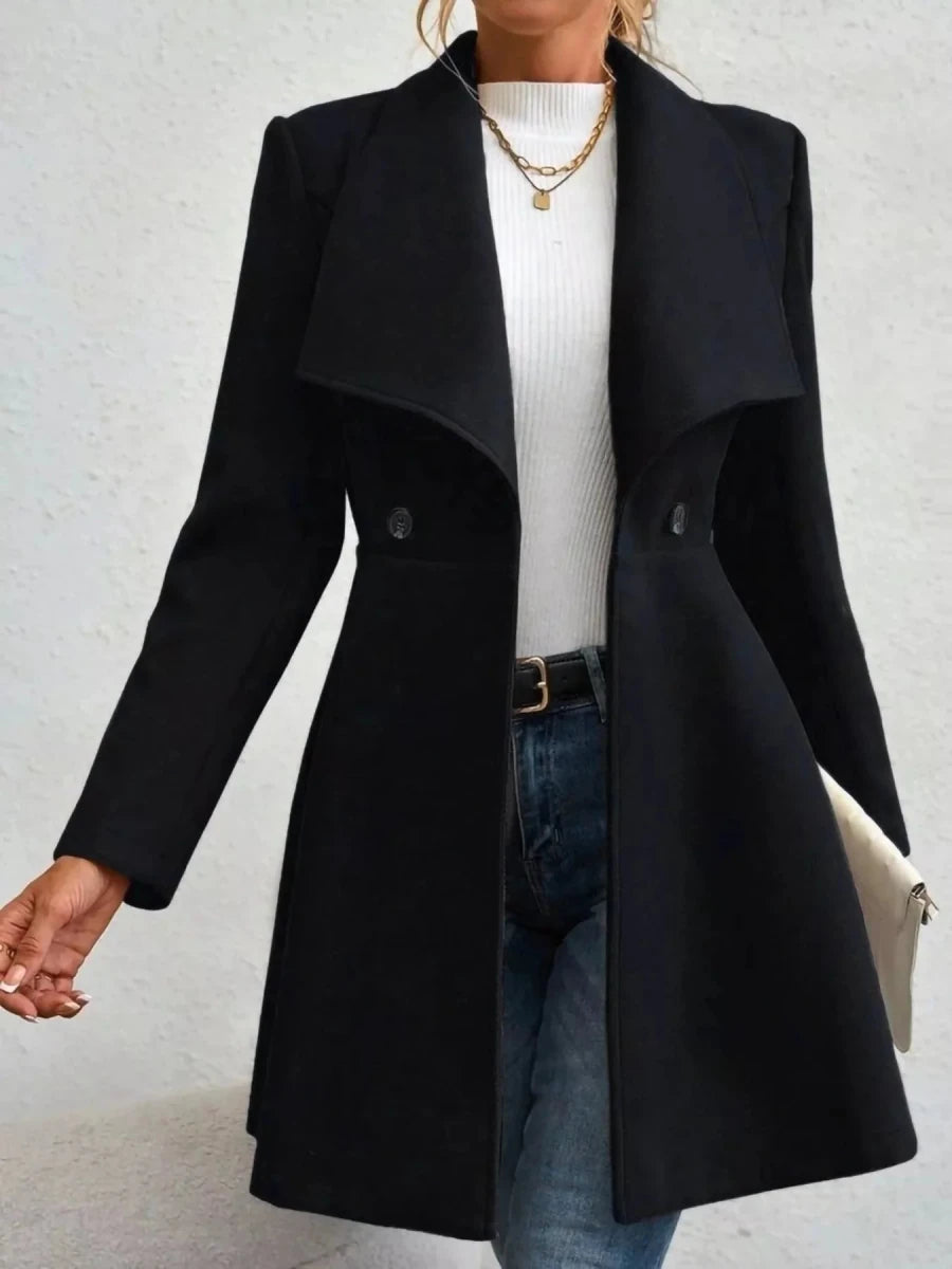 Collared Neck Double Breasted Coat - 