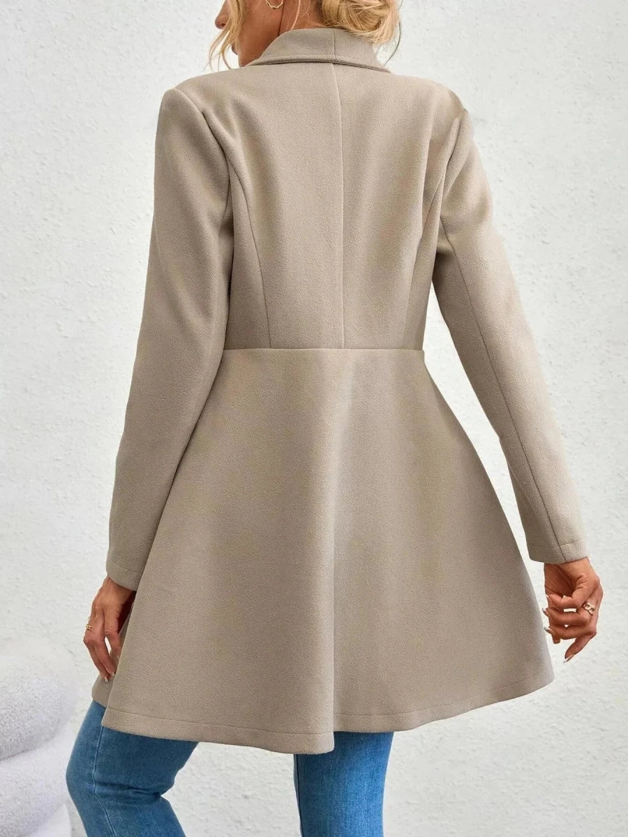 Collared Neck Double Breasted Coat - 