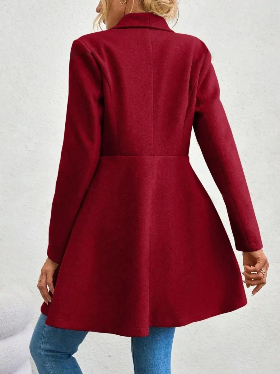 Collared Neck Double Breasted Coat - 