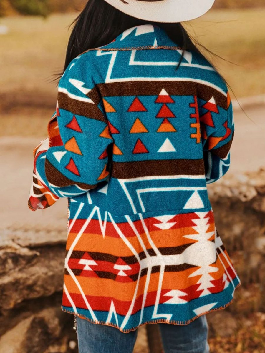 Collared Neck Long Sleeve Jacket - Outerwear