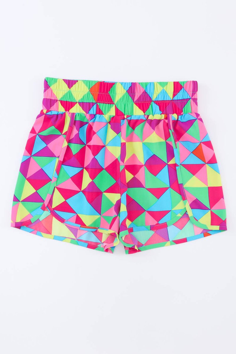Color Block Elastic Waist Shorts - Bottoms