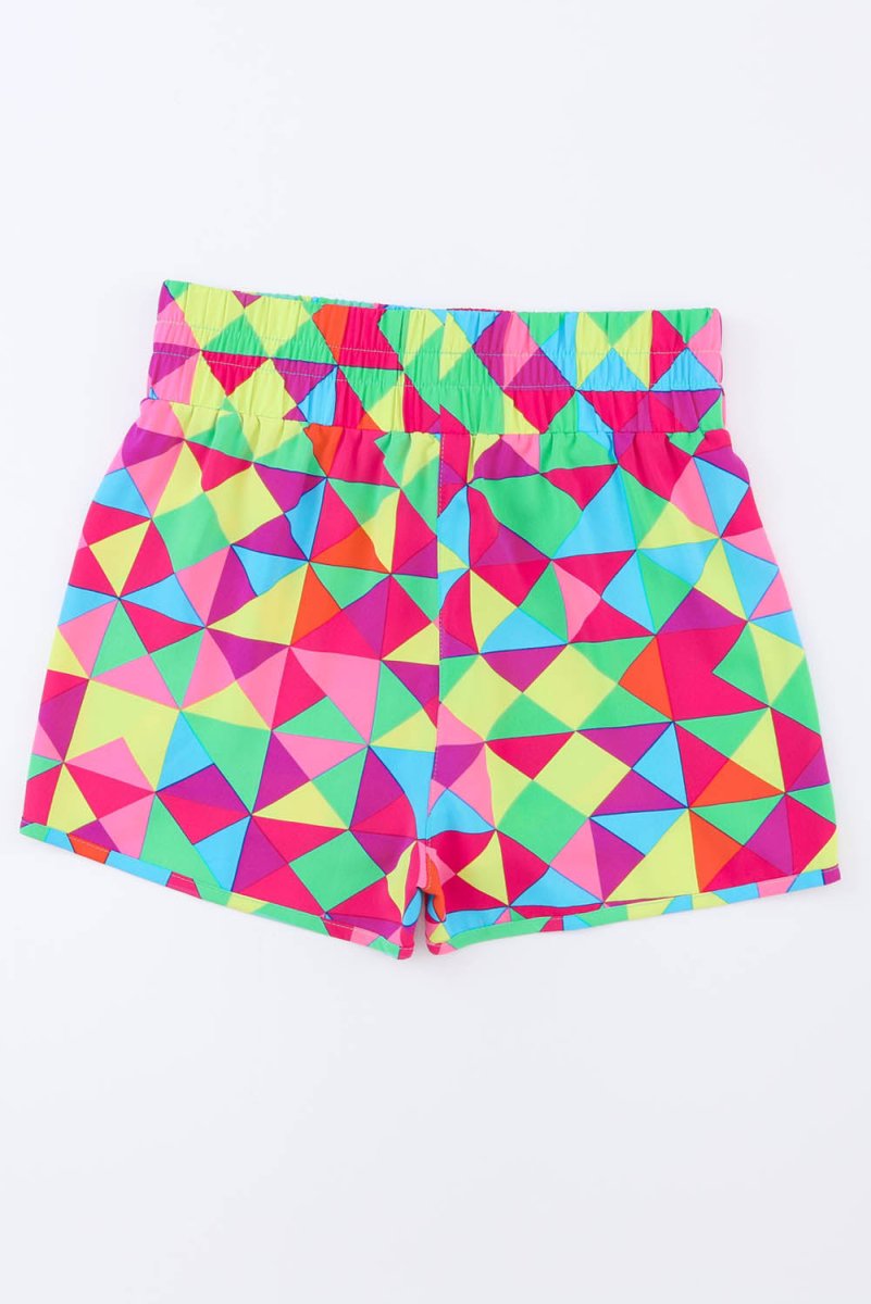 Color Block Elastic Waist Shorts - Bottoms