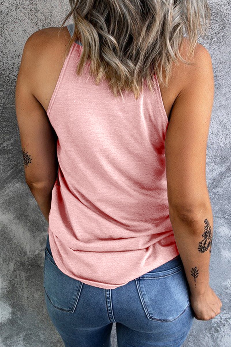 Color Block Grecian Neck Tank - Top