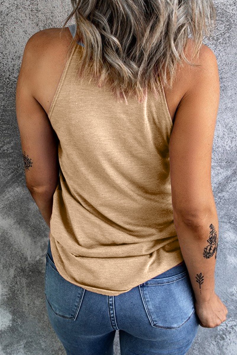 Color Block Grecian Neck Tank - Top