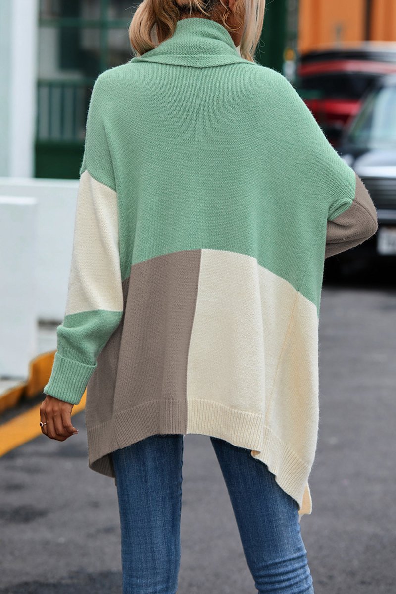 Color Block Long Sleeve Cardigan - Outerwear