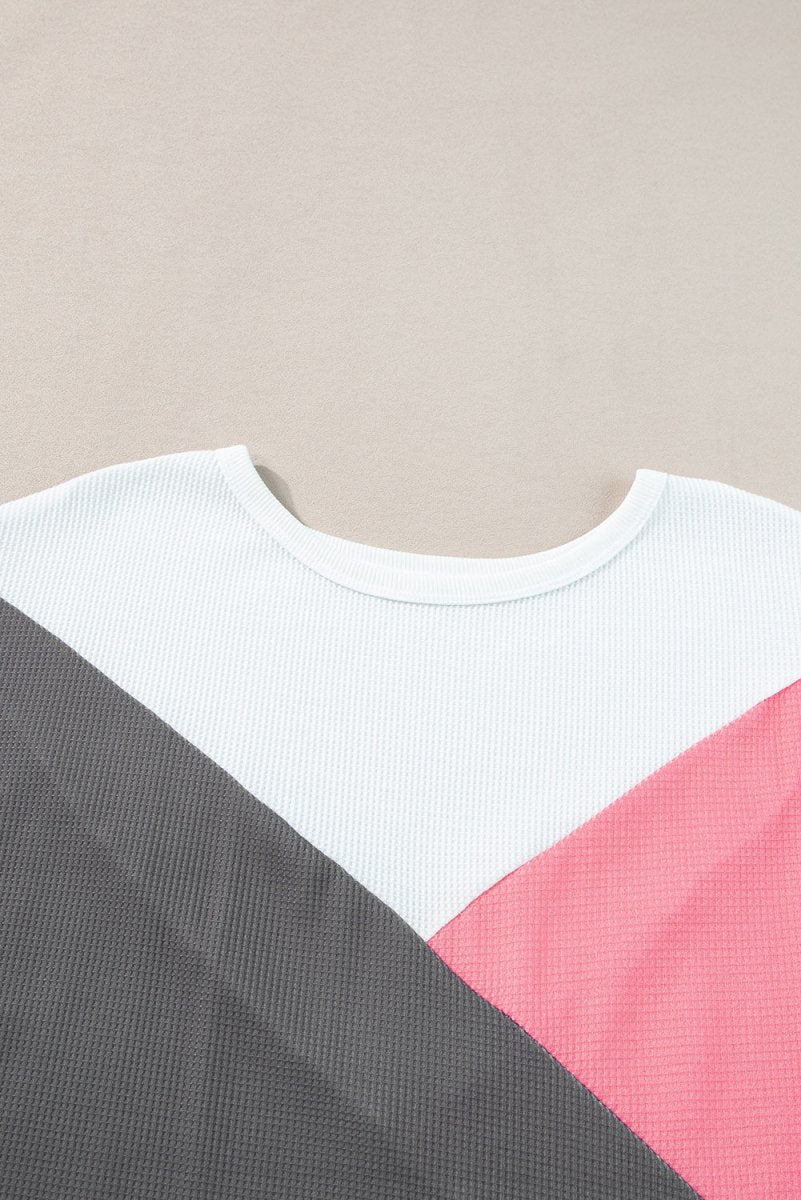 Color Block Round Neck Half Sleeve Top - Top