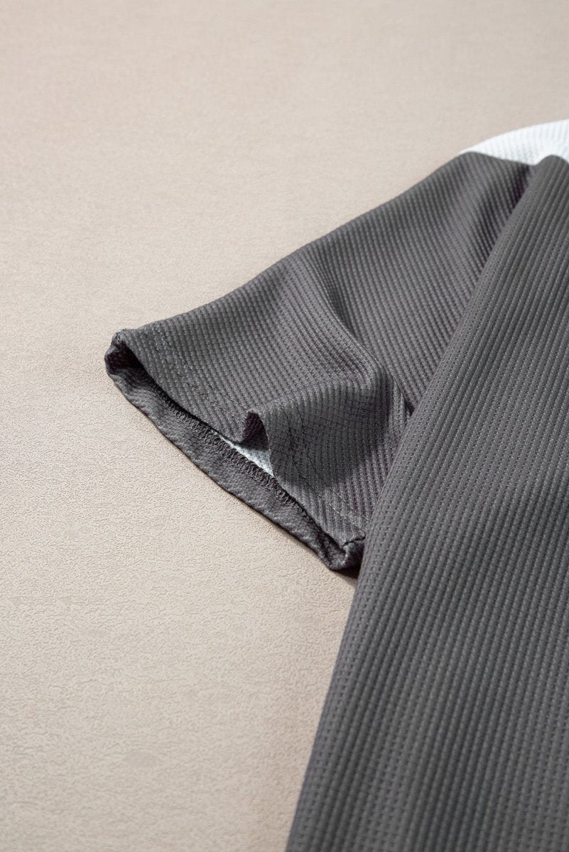 Color Block Round Neck Half Sleeve Top - Top