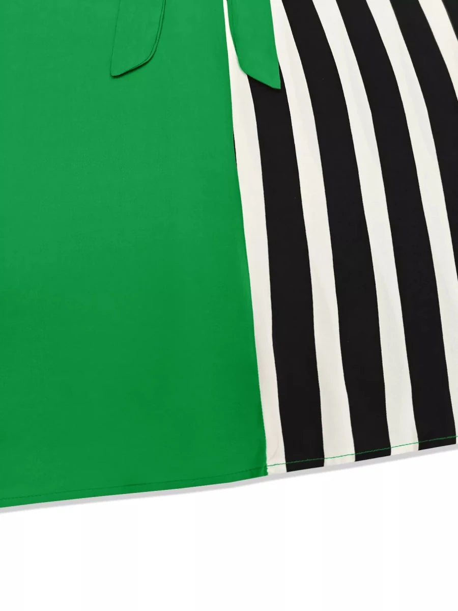 Color Block Striped Midi Dress - 