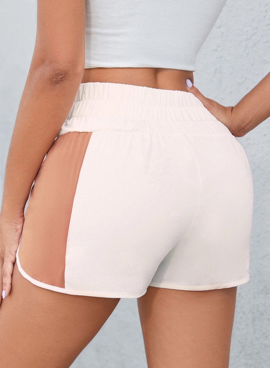 Color Block Wide Waistband Shorts - Bottoms