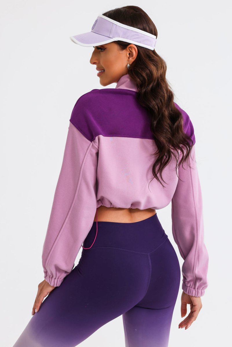 Contrast Drawstring Zip Up Jacket - Outerwear