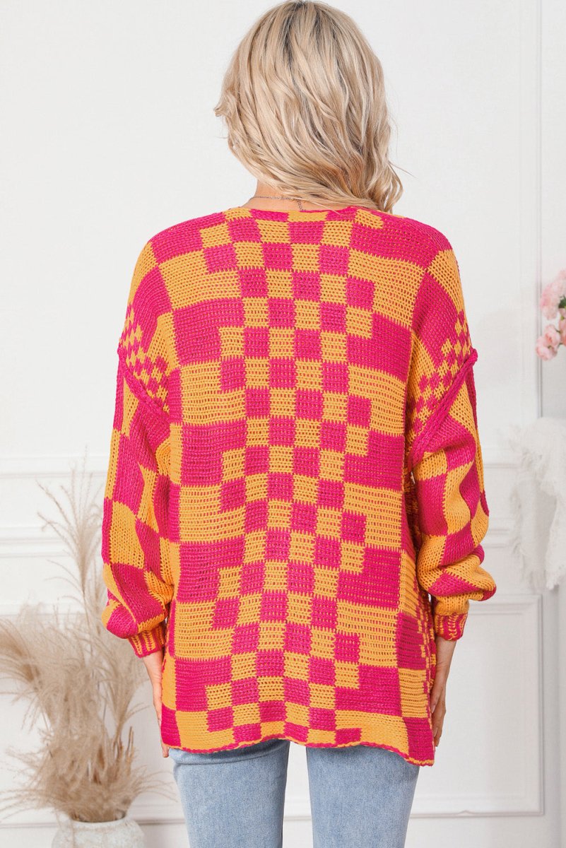 Contrast Exposed Seam Open Front Cardigan - Outerwear
