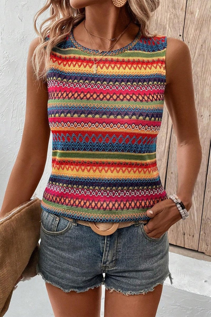 Contrast Round Neck Tank - Top