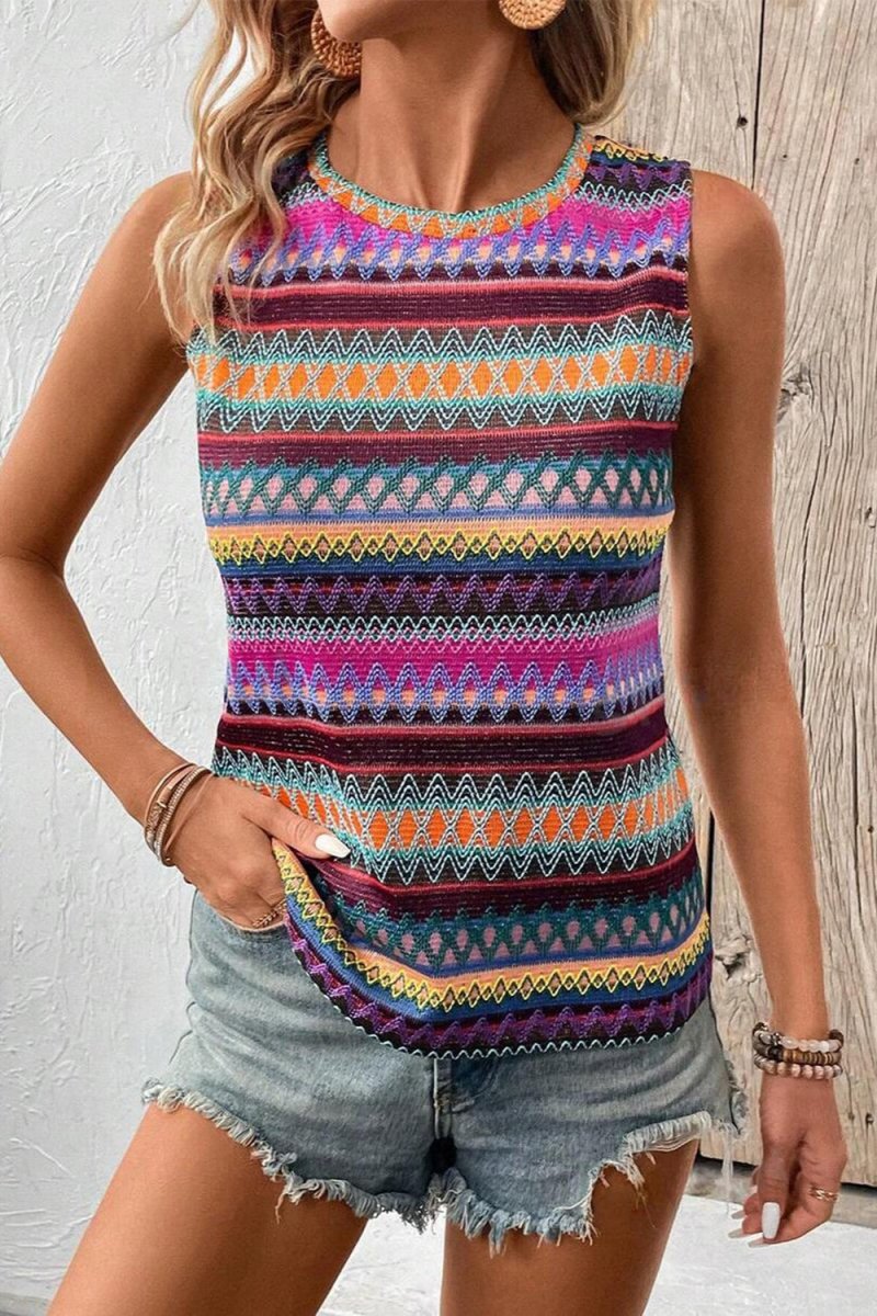 Contrast Round Neck Tank - Top