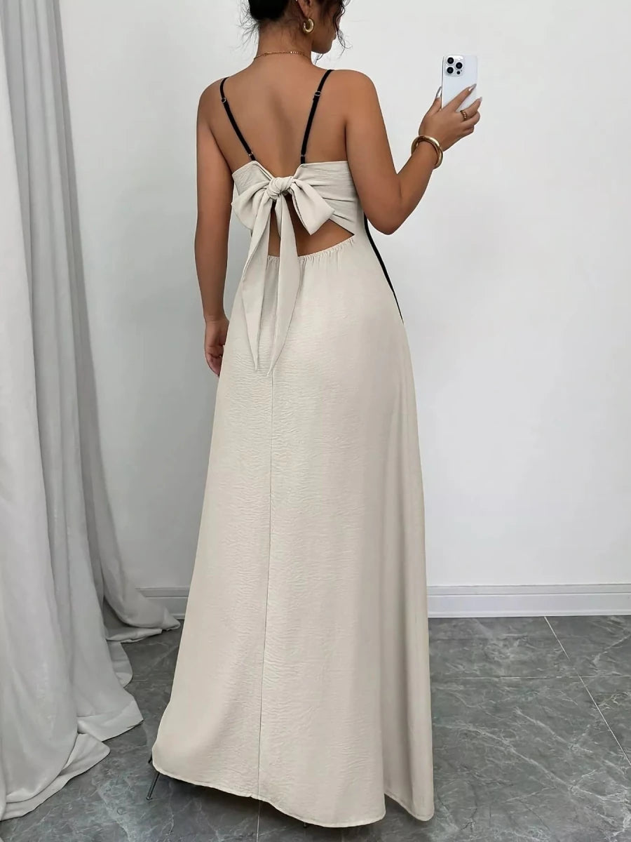 Contrast Trim Spaghetti Strap Maxi Dress - 