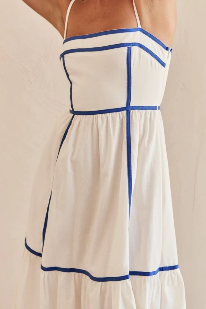 Contrast Trim Square Neck Midi Cami Dress - New Arrivals