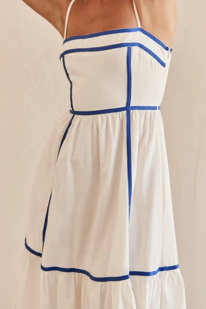 Contrast Trim Square Neck Midi Cami Dress - New Arrivals