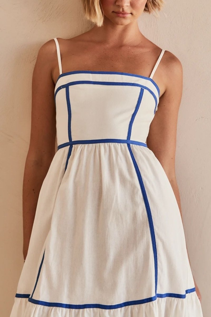 Contrast Trim Square Neck Midi Cami Dress - New Arrivals