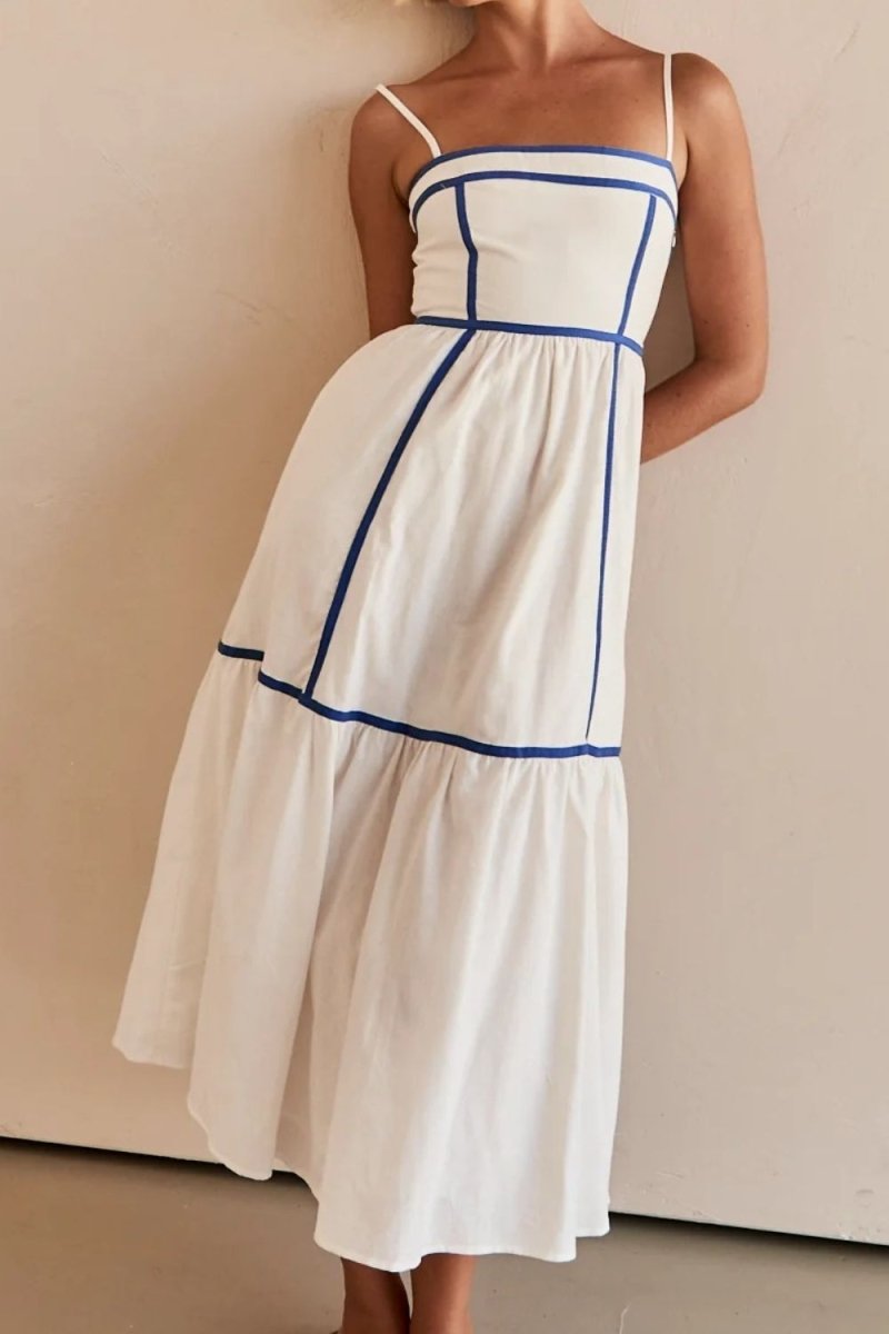 Contrast Trim Square Neck Midi Cami Dress - New Arrivals