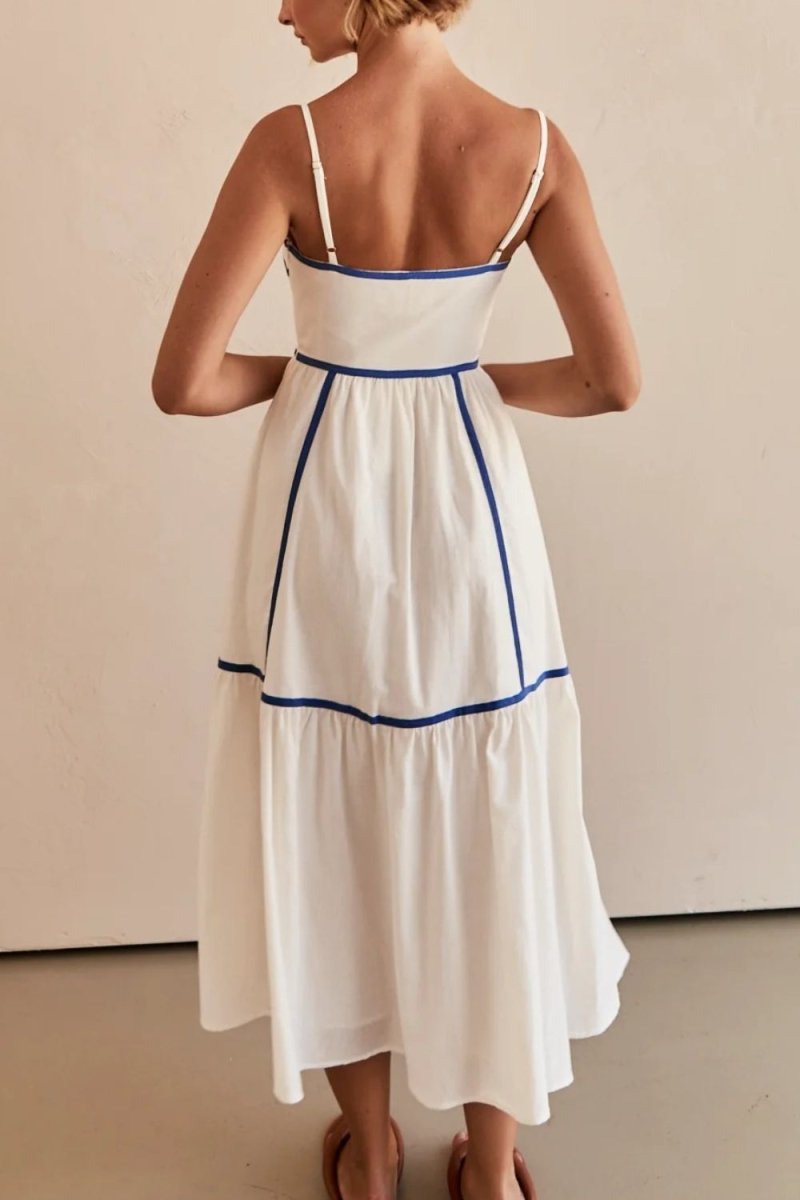 Contrast Trim Square Neck Midi Cami Dress - New Arrivals