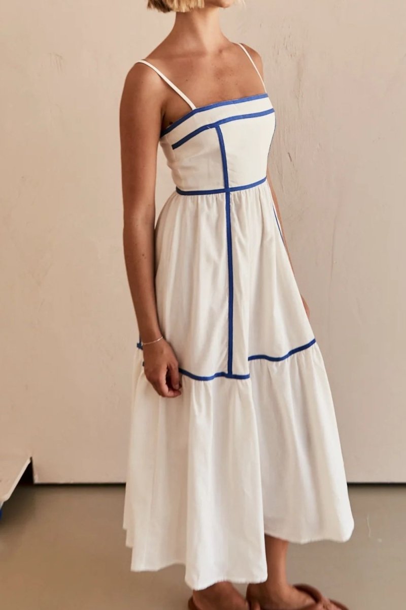 Contrast Trim Square Neck Midi Cami Dress - New Arrivals