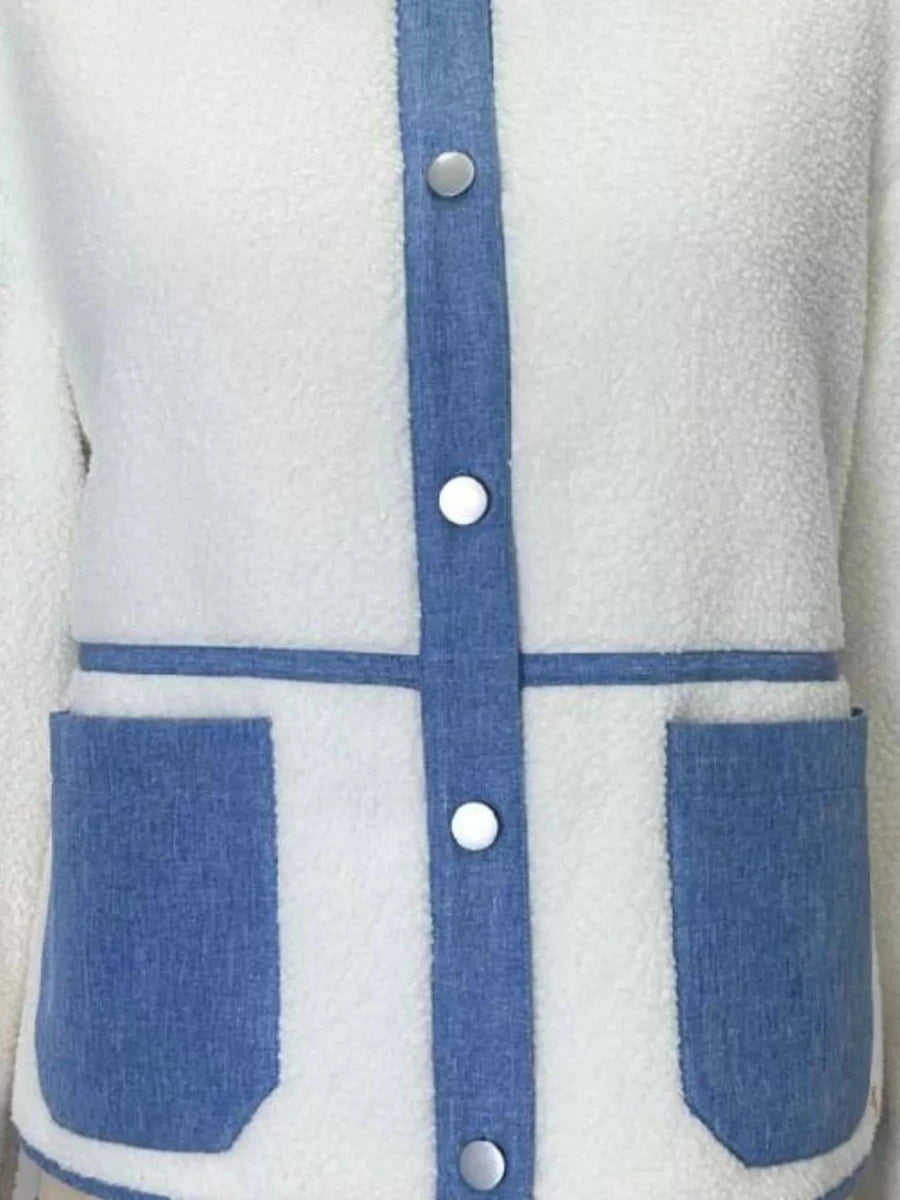 Contrast Trim Teddy Jacket - 
