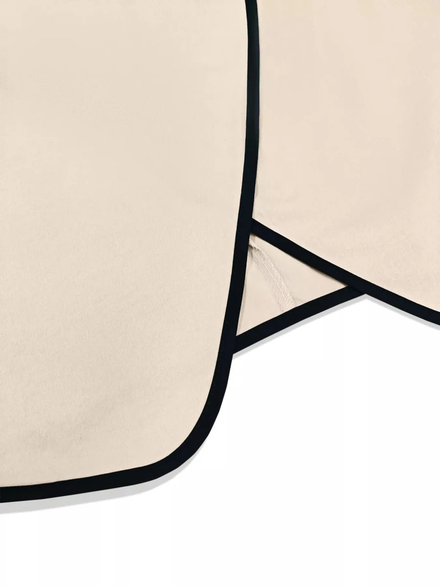 Contrast Trim Top and Wide Leg Pants Set - 