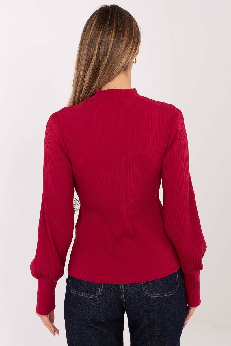 Cotton Blend Blouse with Turtleneck - 