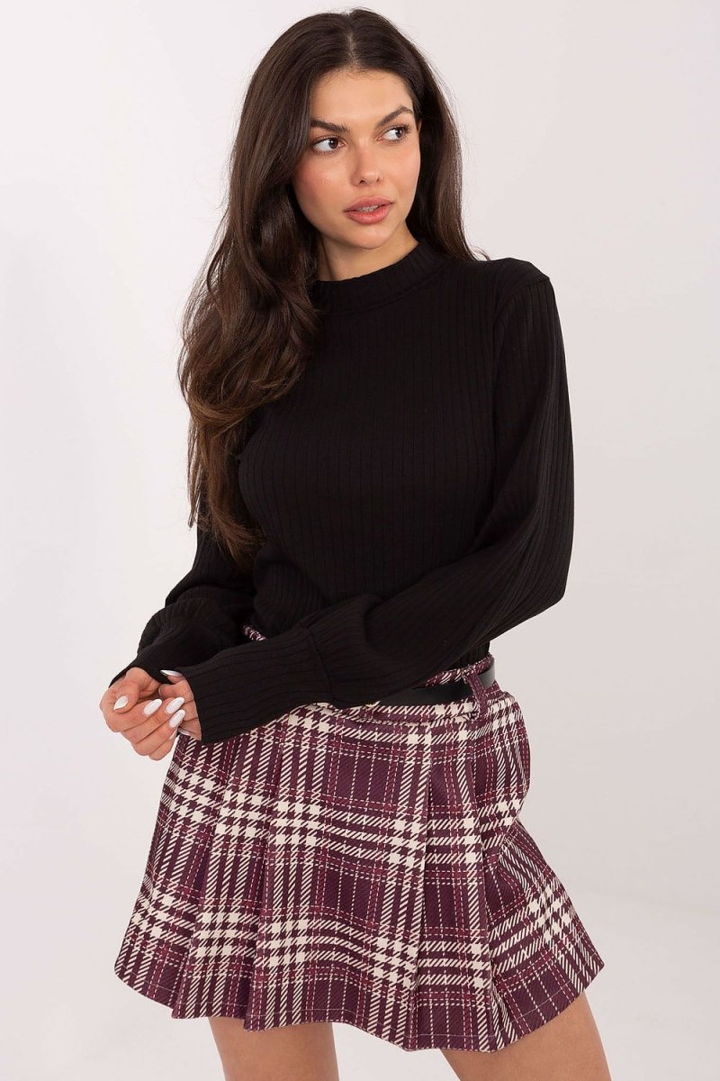 Cotton Blend Blouse with Turtleneck - 