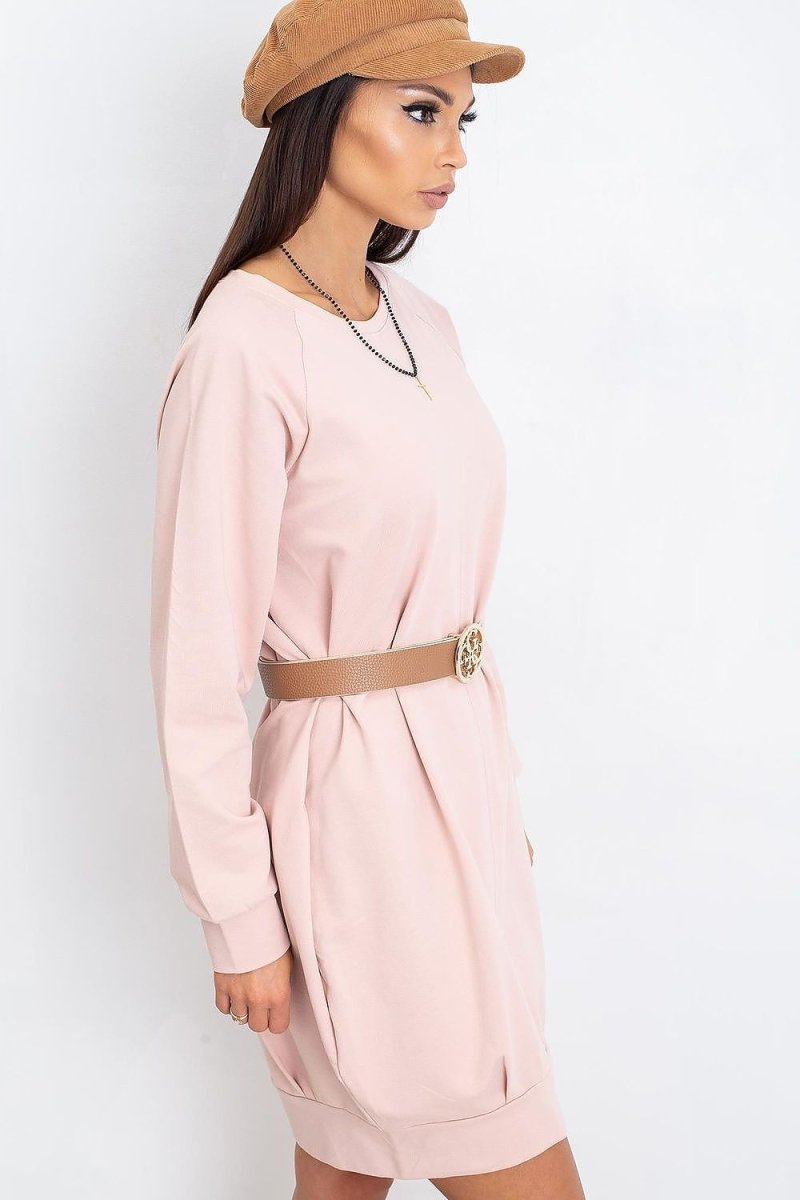 Cotton Blend Sweatshirt Dress with Pockets - 