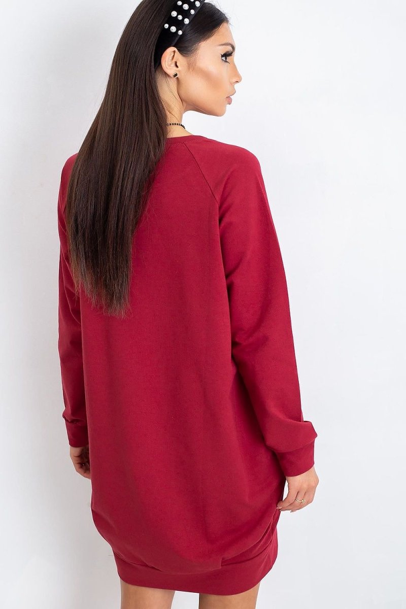 Cotton Blend Sweatshirt Dress with Pockets - 