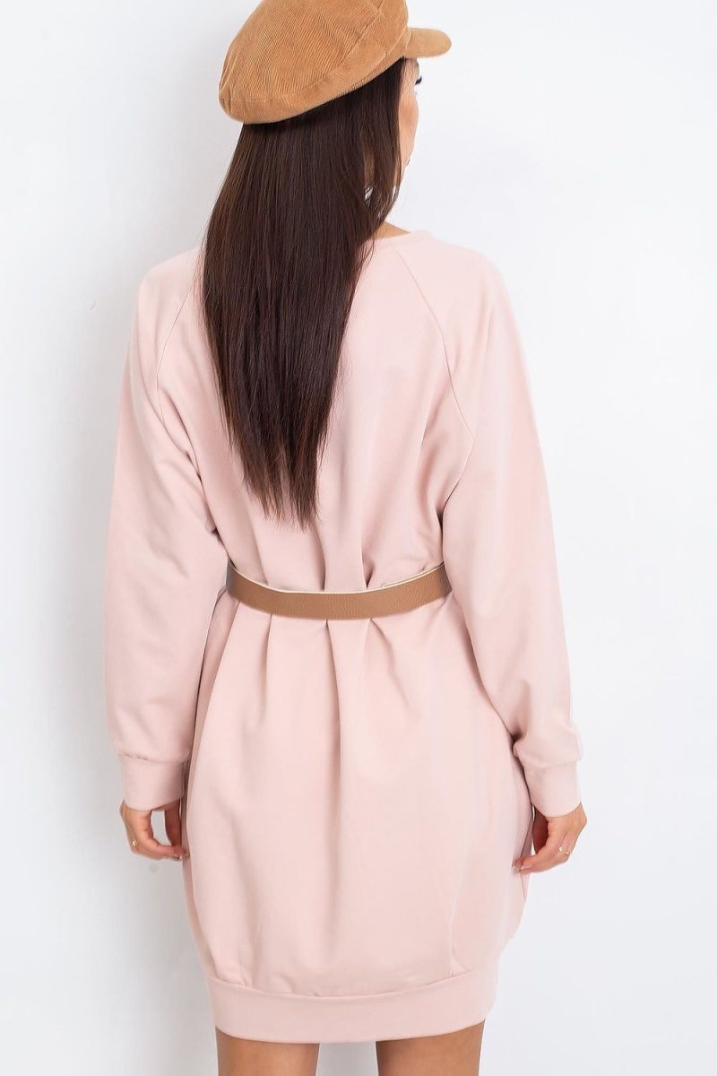Cotton Blend Sweatshirt Dress with Pockets - 