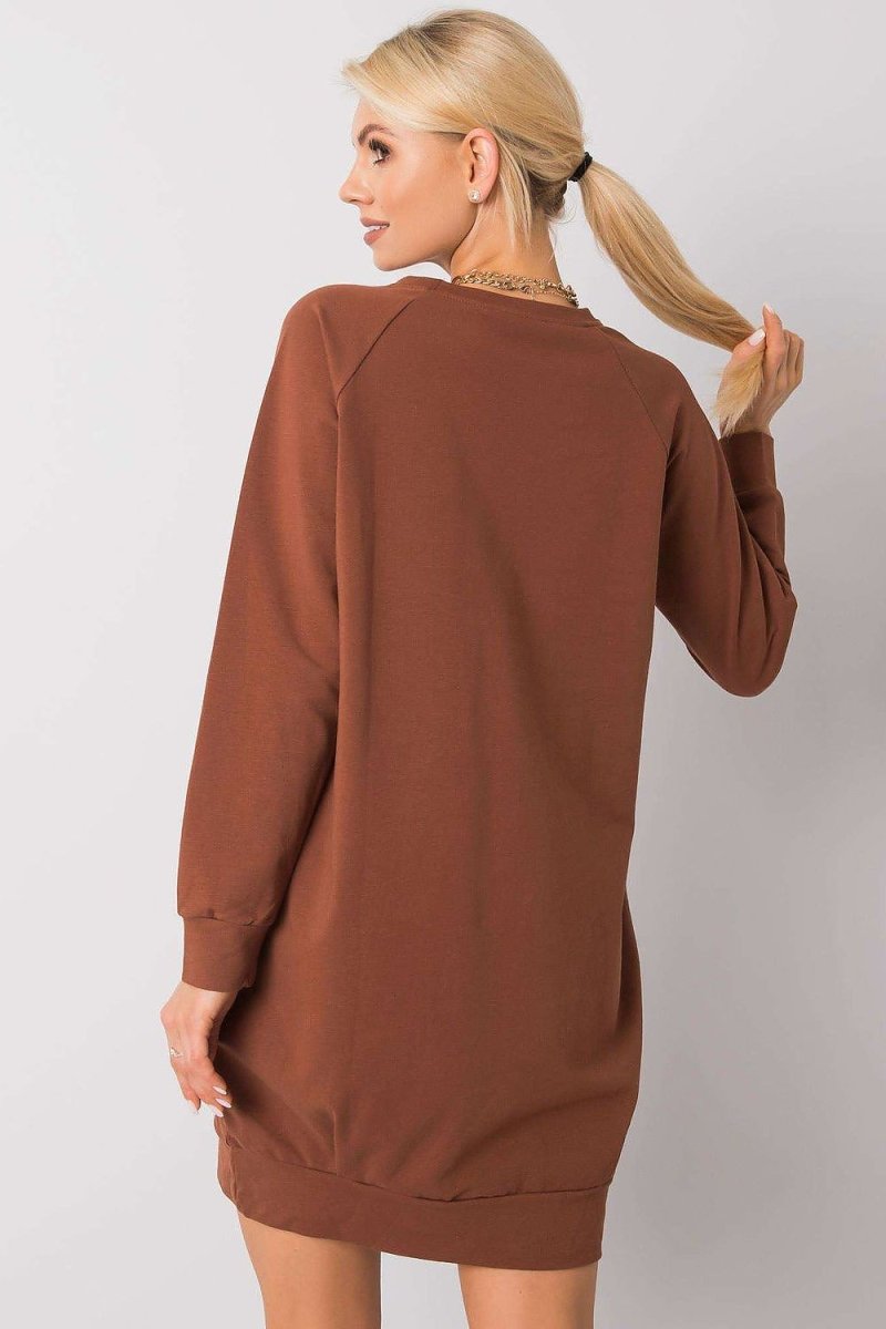 Cotton Blend Sweatshirt Dress with Pockets - 