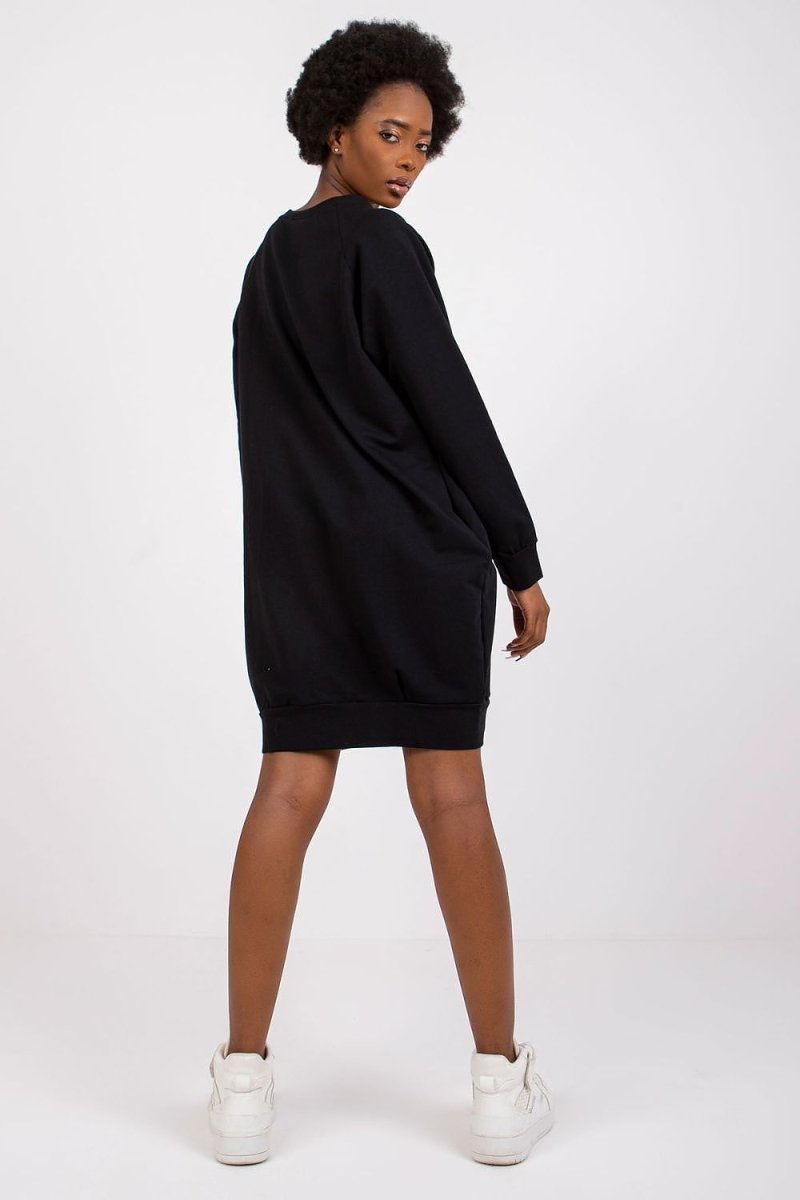 Cotton Blend Sweatshirt Dress with Pockets - 