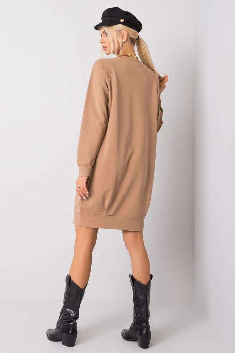 Cotton Blend Sweatshirt Dress with Pockets - 