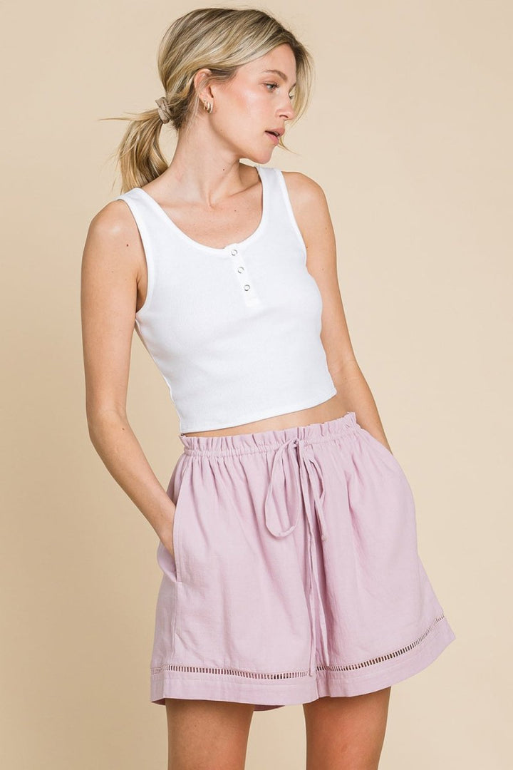 Cotton Bleu by Nu Lab High Waist Drawstring Shorts - Bottoms