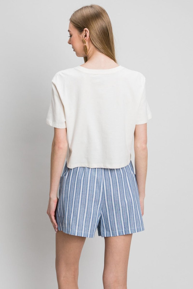 Cotton Bleu by Nu Label Yarn Dye Striped Shorts - Bottoms