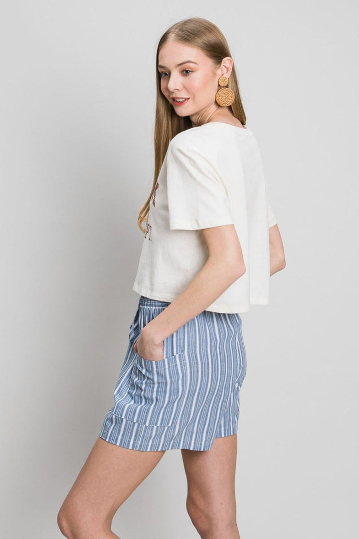 Cotton Bleu by Nu Label Yarn Dye Striped Shorts - Bottoms