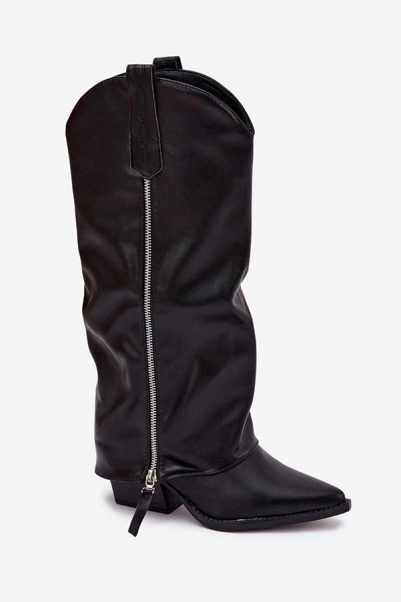 Cowboy Heel Boots with Chunky Column Heel - 