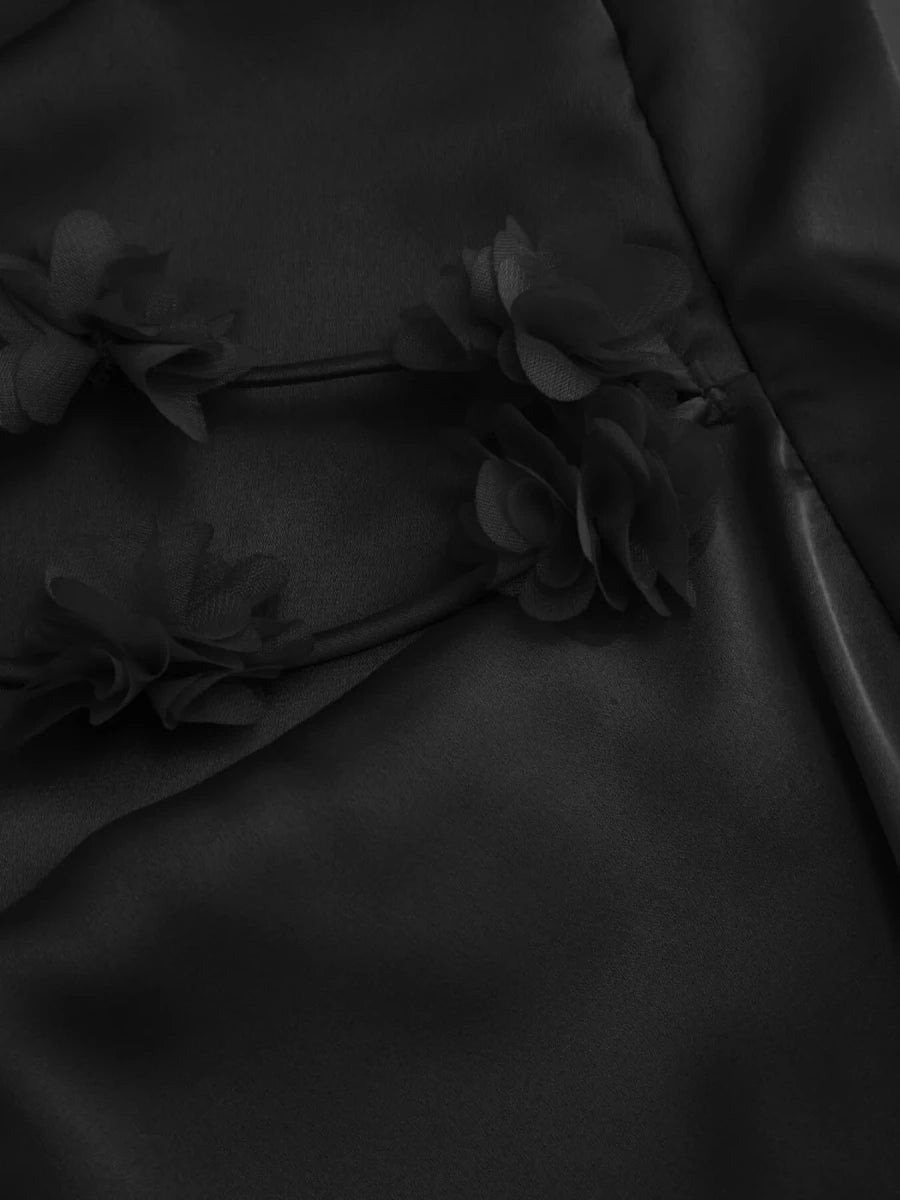 Cowl Neck Satin Maxi Dress - 