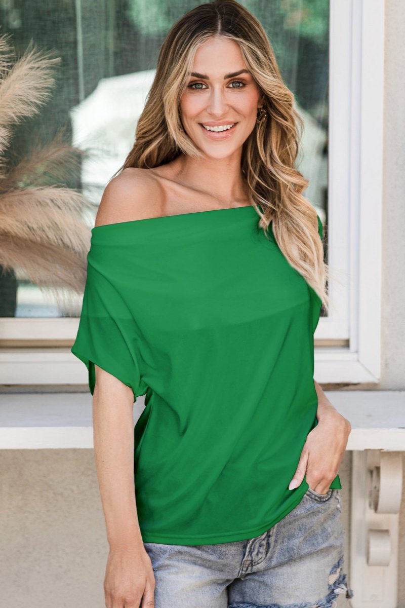 Cowl Neck Short Sleeve T-Shirt - Top