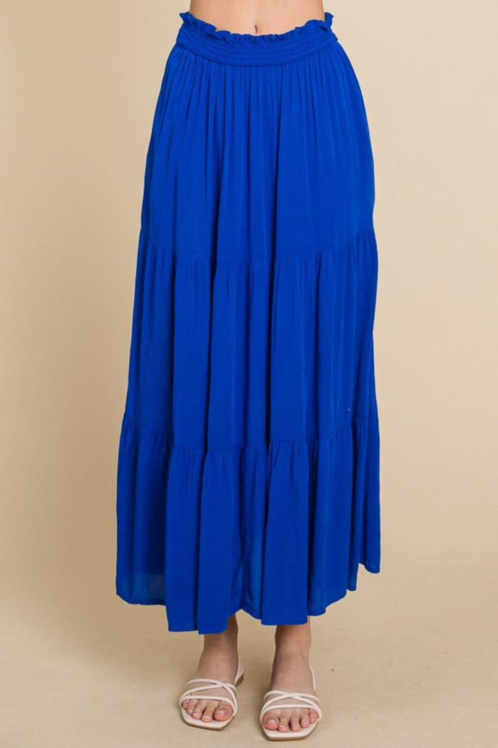 Culture Code Full Size Frill Ruched Midi Skirt - Bottoms