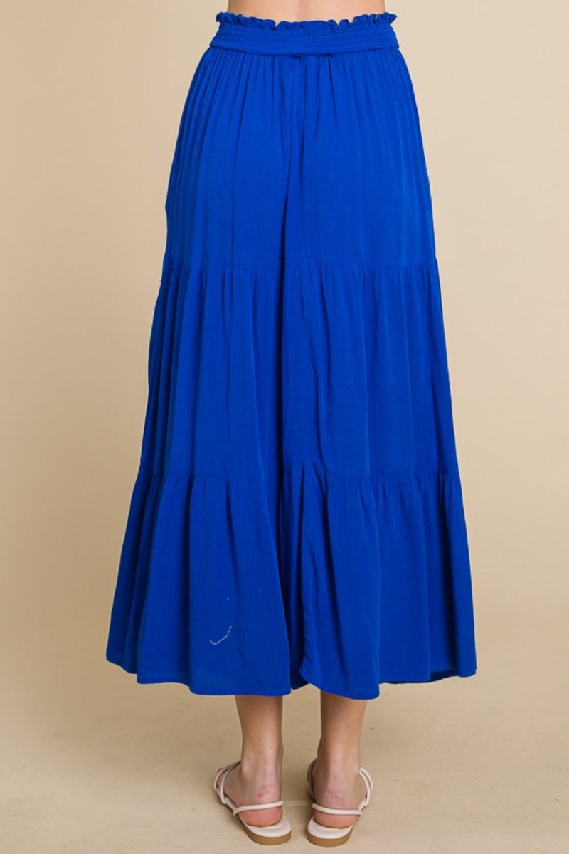 Culture Code Full Size Frill Ruched Midi Skirt - Bottoms